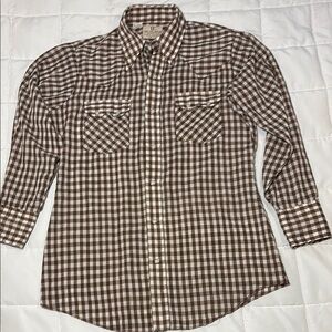 Dee Cee Pearl Snap Brown Plaid Western Rodeo Shirt
